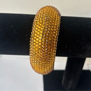 Vintage  Gold Crystal Rhinestone Metal Bangle Bracelet